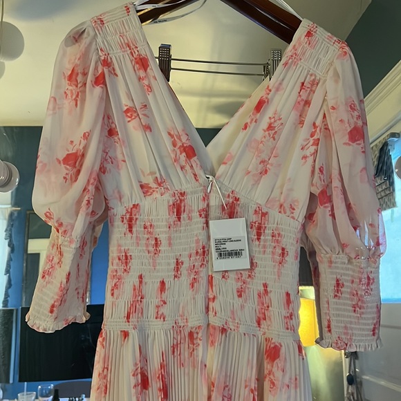 NWT Self-Portrait Floral Print Pleated Midi Dress US size 2 - Picture 13 of 13